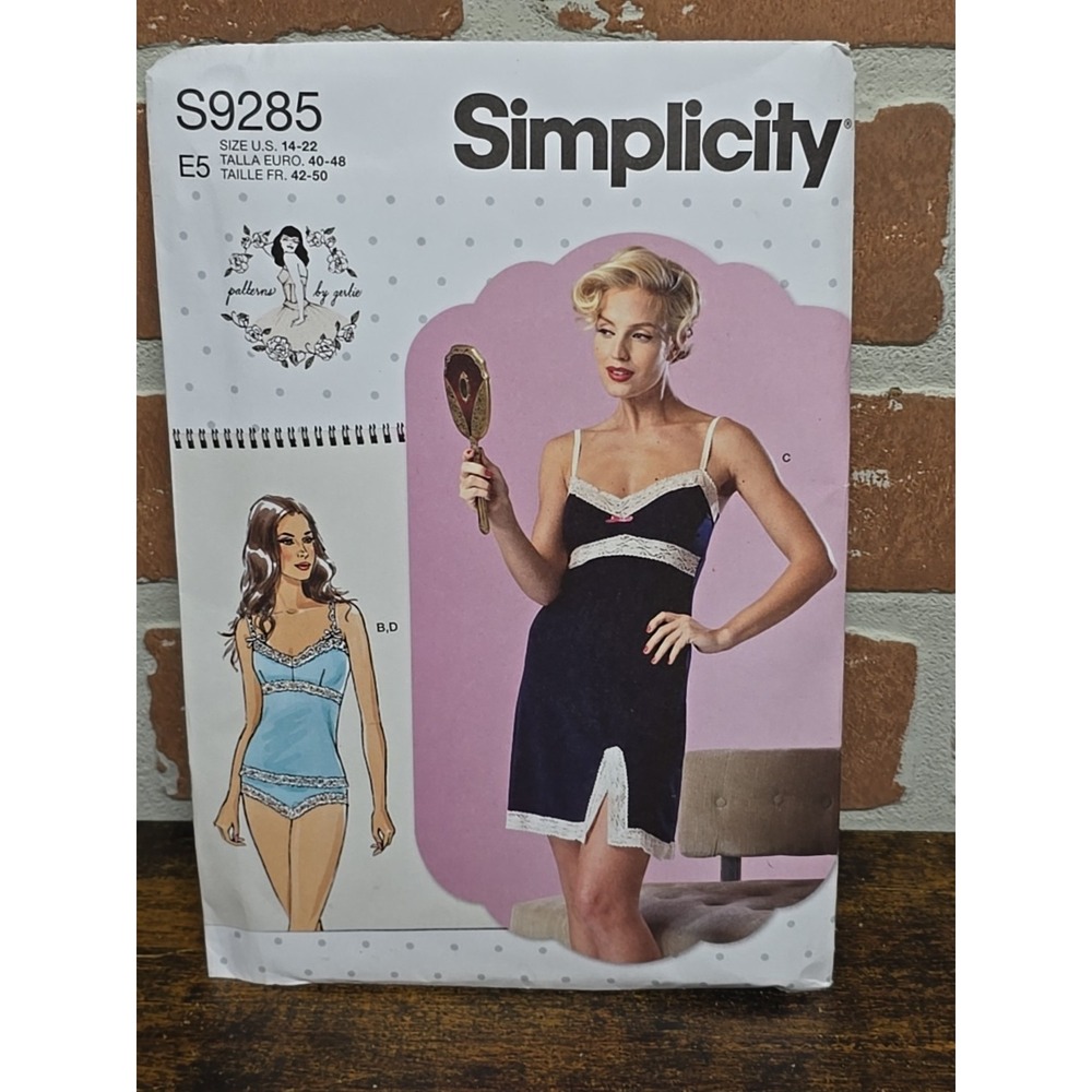 Simplicity‎ S9285 Retro Inspired Lingerie, Slip, Camisole & Panties Sz 6-22